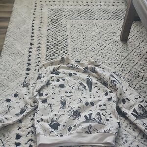 Disney White Crew Neck Sweater with Holiday Motifs